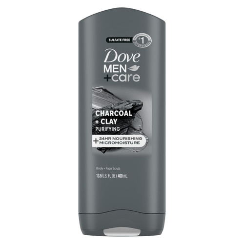 DOVE MEN + CARE Purifying Charcoal + Clay Body and Face Wash with 24-Hour Nourishing Micromoisture Technology Body Wash for Men, 13.5 oz DOVE MEN + CARE Purifying Charcoal + Clay Body and Face Wash with 24-Hour Nourishing Micromoisture Technology Body Wash for Men, 13.5 oz