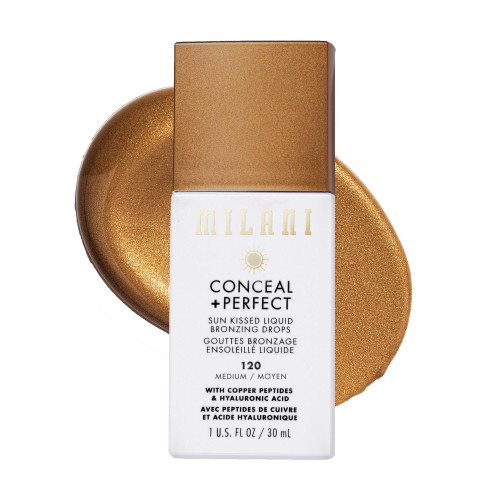 Milani Bronzer- Sun Kiss Bronzing Drops, Conceal + Perfect Liquid Bronzer for Sheer, Weightless Coverage & Hydration enriched with Peptides & Tripeptides - Medium Milani Bronzer- Sun Kiss Bronzing Drops, Conceal + Perfect Liquid Bronzer for Sheer, Weightless Coverage & Hydration enriched with Peptides & Tripeptides - Medium