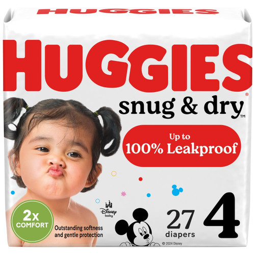 Huggies Size 4 Diapers, Snug & Dry Baby Diapers, Size 4 (22-37 lbs), 27 Count, Packaging May Vary Huggies Size 4 Diapers, Snug & Dry Baby Diapers, Size 4 (22-37 lbs), 27 Count, Packaging May Vary