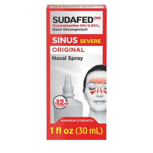 Sudafed Sinus Severe Original Nasal Spray, 12 Hour Nasal Spray Decongestant for Fast, Powerful Congestion Relief Due to Colds or Allergies, Oxymetazoline HCl .05% Nose Spray, 1 fl. oz Sudafed Sinus Severe Original Nasal Spray, 12 Hour Nasal Spray Decongestant for Fast, Powerful Congestion Relief Due to Colds or Allergies, Oxymetazoline HCl .05% Nose Spray, 1 fl. oz