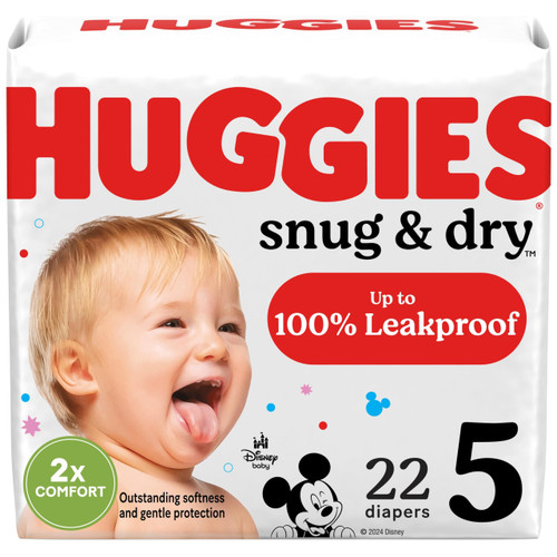 Huggies Size 5 Diapers, Snug & Dry Baby Diapers, Size 5 (27+ lbs), 22 Count, Packaging May Vary Huggies Size 5 Diapers, Snug & Dry Baby Diapers, Size 5 (27+ lbs), 22 Count, Packaging May Vary
