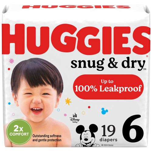 Huggies Size 6 Diapers, Snug & Dry Baby Diapers, Size 6 (35+ lbs), 19 Count, Packaging May Vary Huggies Size 6 Diapers, Snug & Dry Baby Diapers, Size 6 (35+ lbs), 19 Count, Packaging May Vary