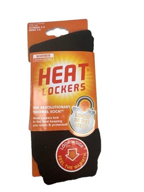 HEAT LOCKERS Thermal Socks Warmer Medium Thickness Women 5-9 Men 4-8 Black