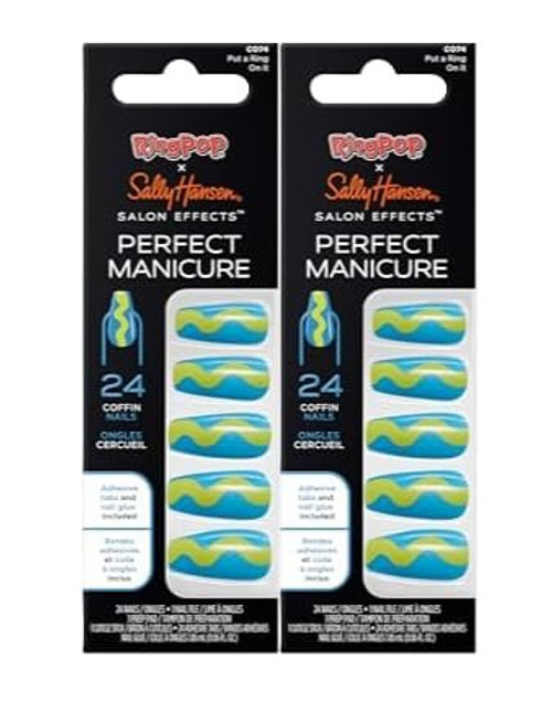 Sally Hansen False Nail Tip, Salon Effects Perfect Manicure, Put A Ring On It, Press On Nails, Coffin Shaped, Non-Damaging Adhesive Tabs, File, and Alcohol Pad Included 24 Ct. Pack of 2 Sally Hansen False Nail Tip, Salon Effects Perfect Manicure, Put A Ring On It, Press On Nails, Coffin Shaped, Non-Damaging Adhesive Tabs, File, and Alcohol Pad Included 24 Ct. Pack of 2