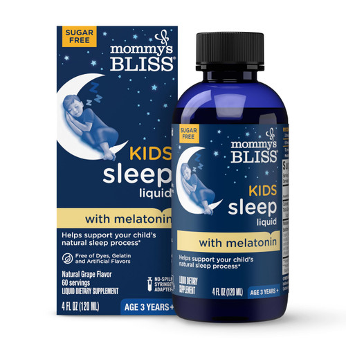 Mommy's Bliss Kids Sleep Liquid with Melatonin & Calming Herbs | Supports The Natural Sleep Process for Children 3 Years & Up | Grape Flavor | Sugar Free| 4 Fl Oz (60 Servings) Mommy's Bliss Kids Sleep Liquid with Melatonin & Calming Herbs | Supports The Natural Sleep Process for Children 3 Years & Up | Grape Flavor | Sugar Free| 4 Fl Oz (60 Servings)