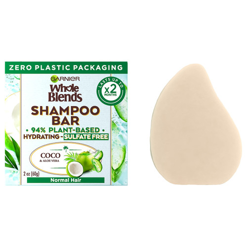 Garnier Whole Blends Hydrating Shampoo Bar for Normal Hair, Coco & Aloe Vera, 2 Oz, 1 Count (Packaging May Vary) Garnier Whole Blends Hydrating Shampoo Bar for Normal Hair, Coco & Aloe Vera, 2 Oz, 1 Count (Packaging May Vary)