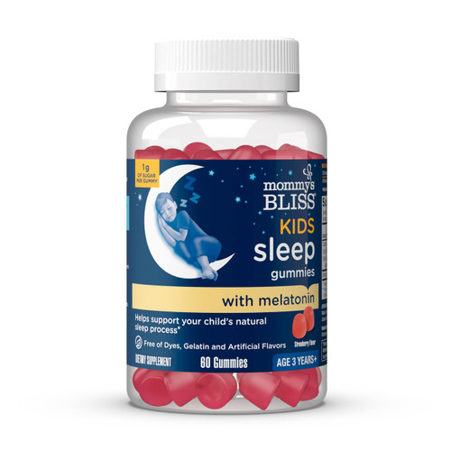 Mommy's Bliss Kids Sleep Melatonin Gummies, Free of Artificial Colors, Flavors, or Gelatin, Strawberry Flavor, Age 3+ (60 Gummies) Mommy's Bliss Kids Sleep Melatonin Gummies, Free of Artificial Colors, Flavors, or Gelatin, Strawberry Flavor, Age 3+ (60 Gummies)