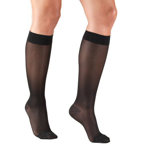 Truform Sheer Compression Stockings, 15-20 mmHg, Women's Knee High Length, 20 Denier, Black, Large Truform Sheer Compression Stockings, 15-20 mmHg, Women's Knee High Length, 20 Denier, Black, Large