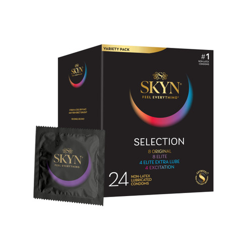 SKYN Selection Non-Latex Condoms - 24 Count - New Variety - SKYN Original, Excitation, Elite & Elite Extra Lube