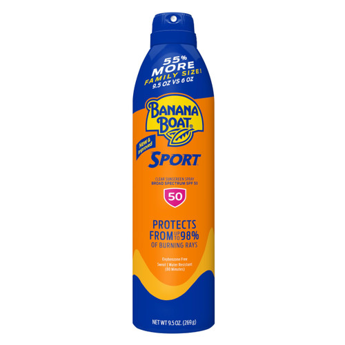 Banana Boat Sport Ultra SPF 50 Sunscreen Spray, 9.5oz | Banana Boat Sunscreen Spray SPF 50, Oxybenzone Free Sunscreen, Spray On Sunscreen, Water Resistant Sunscreen, Family Size Sunscreen, 9.5oz Banana Boat Sport Ultra SPF 50 Sunscreen Spray, 9.5oz | Banana Boat Sunscreen Spray SPF 50, Oxybenzone Free Sunscreen, Spray On Sunscreen, Water Resistant Sunscreen, Family Size Sunscreen, 9.5oz
