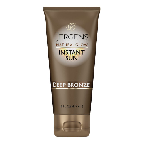 Jergens Natural Glow Instant Sun Tanning Moisturizer + Bronzer, Lightweight Sunless Tanning for Natural-Looking Color, Deep Bronze, 6 Oz Jergens Natural Glow Instant Sun Tanning Moisturizer + Bronzer, Lightweight Sunless Tanning for Natural-Looking Color, Deep Bronze, 6 Oz