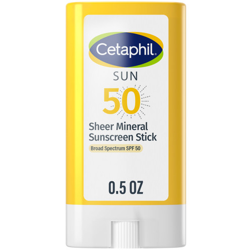 Cetaphil Sheer Mineral Sunscreen Stick for Face & Body, 0.5oz, 100% UVA/UVB Mineral Sunscreen: Zinc Oxide & Titanium Dioxide, Broad Spectrum SPF 50, For Sensitive Skin Cetaphil Sheer Mineral Sunscreen Stick for Face & Body, 0.5oz, 100% UVA/UVB Mineral Sunscreen: Zinc Oxide & Titanium Dioxide, Broad Spectrum SPF 50, For Sensitive Skin