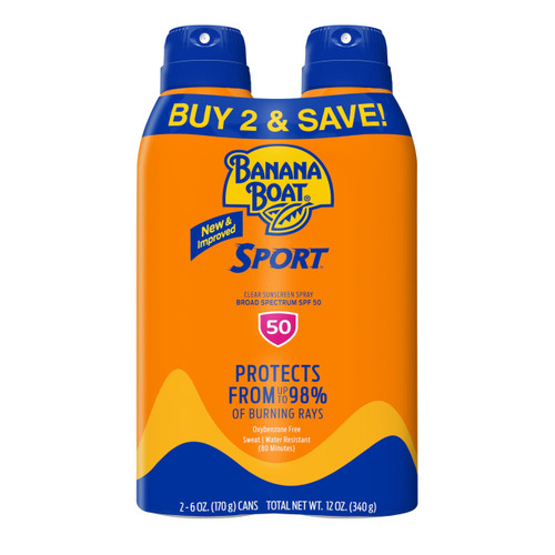 Banana Boat Sport Ultra SPF 50 Sunscreen Spray | Banana Boat Sunscreen Spray SPF 50, Water Resistant, Oxybenzone-Free, Sunblock, 6oz each Twin Pack Banana Boat Sport Ultra SPF 50 Sunscreen Spray | Banana Boat Sunscreen Spray SPF 50, Water Resistant, Oxybenzone-Free, Sunblock, 6oz each Twin Pack