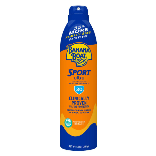 Banana Boat Sport Ultra SPF 30 Sunscreen Spray, Oxybenzone Free, Water Resistant, Family Size, 9.5oz Banana Boat Sport Ultra SPF 30 Sunscreen Spray, Oxybenzone Free, Water Resistant, Family Size, 9.5oz