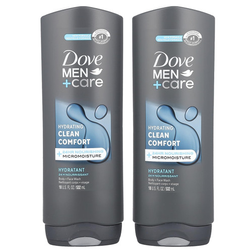Dove Men+Care Body and Face Wash for healthier, stronger skin Clean Comfort fights dry skin 18 Fl Oz (Pack of 2) Dove Men+Care Body and Face Wash for healthier, stronger skin Clean Comfort fights dry skin 18 Fl Oz (Pack of 2)