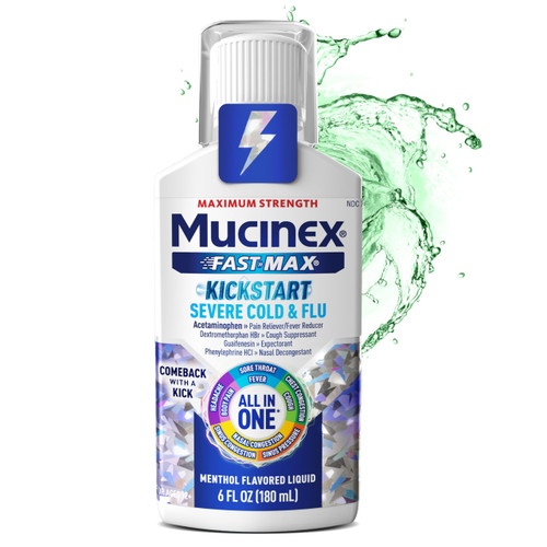 Mucinex Fast-Max Kickstart Severe Cold and Flu Medicine for Adults, Liquid Cold Medicine & Cough Medicine for Adults, Generic Expectorant Guaifenesin & Cough Suppressant Dextromethorphan, 6 Fl Oz Mucinex Fast-Max Kickstart Severe Cold and Flu Medicine for Adults, Liquid Cold Medicine & Cough Medicine for Adults, Generic Expectorant Guaifenesin & Cough Suppressant Dextromethorphan, 6 Fl Oz