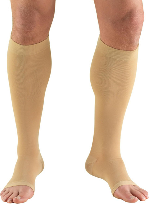 Truform 20-30 mmHg Compression Stockings Open Toe, Beige, Medium (1 Pair)