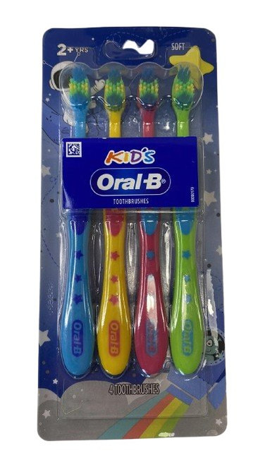 Oral-B Kids Manual Toothbrush 4 Count, Soft Bristles for Ages 2+ Years