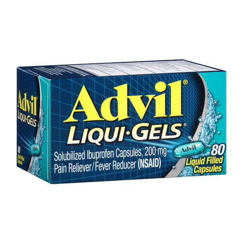 Advil Liqui-Gels Pain Reliever and Fever Reducer, Pain Medicine for Adults with Ibuprofen 200mg for Headache, Backache, Menstrual Pain and Joint Pain Relief - 80 Liquid Filled Capsules(Pack of 1) Advil Liqui-Gels Pain Reliever and Fever Reducer, Pain Medicine for Adults with Ibuprofen 200mg for Headache, Backache, Menstrual Pain and Joint Pain Relief - 80 Liquid Filled Capsules(Pack of 1)