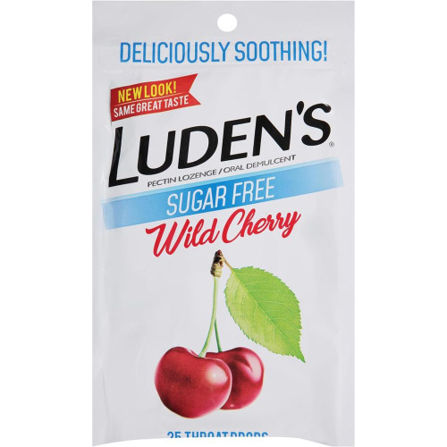 Luden's Soothing Throat Drops, Sugar Free Wild Cherry, 25 ct (Pack of 1)