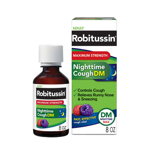 Robitussin Maximum Strength Nighttime Cough DM Max, Adult Formula, Berry Flavor - 8 Fl Oz Bottle Robitussin Maximum Strength Nighttime Cough DM Max, Adult Formula, Berry Flavor - 8 Fl Oz Bottle