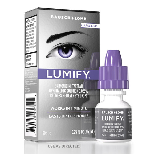 LUMIFY Eye Drops for Red Eyes, Redness Reliever for Brighter Looking Eyes, Works in 1 Minute & Lasts Up to 8 Hours, Eye Drops, 0.25 Fl Oz (7.5mL)