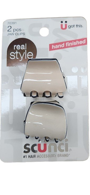 Scunci Real Style Hand Finished, 2 Pcs, Jaw Clips (Pack Of 1)