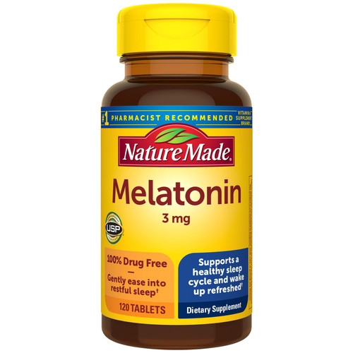 Nature Made Melatonin 3mg Sleep Aids for Adults, 100% Drug Free Sleep Aid, Sleep Supplements, 120 Tablets, 120 Day Supply