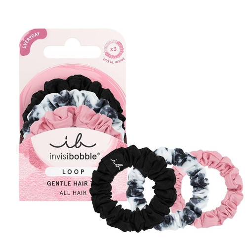 invisibobble LOOP Be Gentle 3 pc Hair Ties - Strong Hold for Fine, Thin Hair - Slick Ponytail and Updo Style - Less Damage, Marks