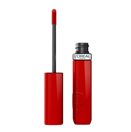 L'Oreal Paris Infallible Lacque Resistance Liquid Lipstick, 16HR Long Lasting Lip Makeup with Lacquer-Like Shine and Zero Transfer, 415, Red Bisou