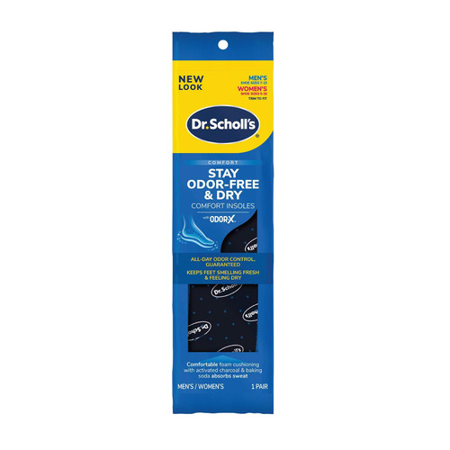 Dr. Scholl's® Stay Odor-Free & Dry Comfort Insoles with Odor-X®, Unisex Inserts, 1 Pair, Full Length Trim to Fit Men's Shoe Sizes (7-13) and Women's Shoe Sizes (5-10)