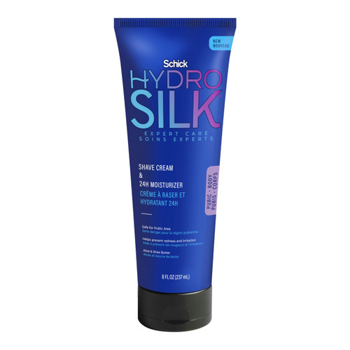 Schick Hydro Silk Shave Cream & 24-Hour Moisturizer | Pubic Hair Shave Cream for Women and Bikini Area Moisturizer, Shaving Cream for Women Sensitive Skin, 8 fluid oz