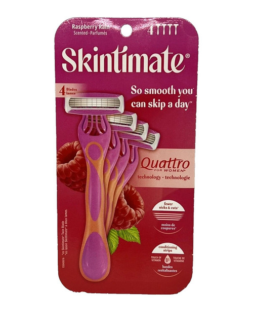 Skintimate Raspberry Rain Women's 4 Blade Scented Disposable Razors  4Ct
