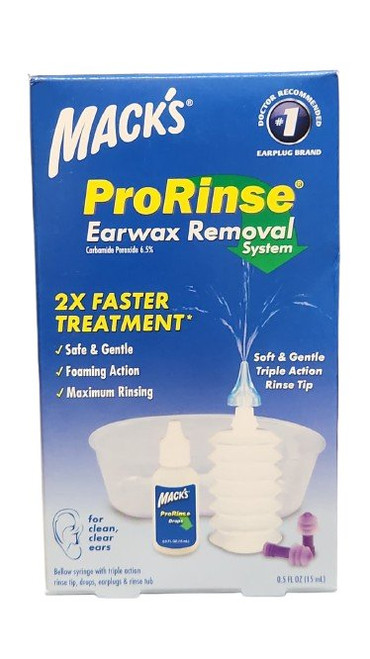 Mack's ProRinse Ear Wax Removal System - 0.5 FL OZ Ear Drops, Ear Plugs, Ear Wash Tub & Ear Syringe with Triple-Action Rinse Tip