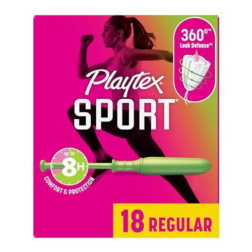 Playtex Sport Tampons Regular Absorbency, Fragrance-Free - 18ct | Regular Tampons for Women, Feminine Care, Playtex Tampon with 360 Leak Defense