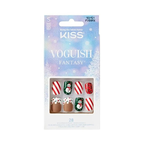 Kiss Voguish Fantasy Holiday Christmas Manicure Glue-On Nails Red White Green