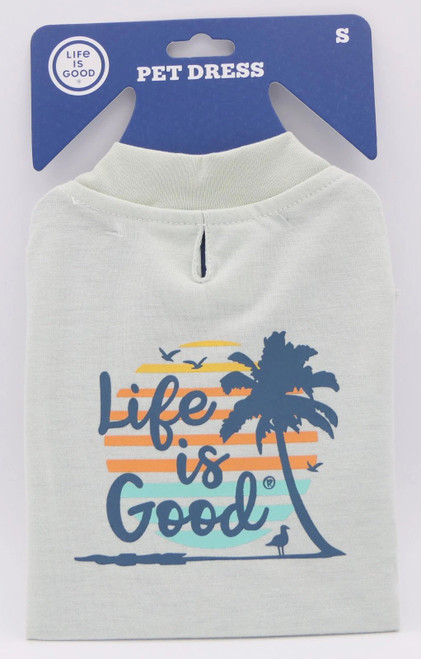 Life Is Good Dog Pet Shirt Dress, Green Palm Tree Size S LG1260