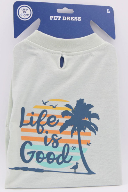 Life Is Good Dog Pet Shirt Dress, Green Palm Tree Size L, LG1260