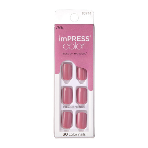 KISS imPRESS No Glue Mani Press On Nails, Color, Petal Pink', Pink, Short Size, Squoval Shape, Includes 30 Nails, Prep Pad, Instructions Sheet, 1 Manicure Stick, 1 Mini File