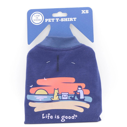 Life Is Good Dog Pet T-Shirt Navy Sunset Size XS, LG1261
