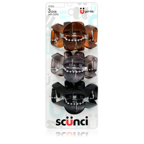 Scunci Octopus Jaw Clips, Assorted Colors, 3-Pieces per Pack (1-Pack)