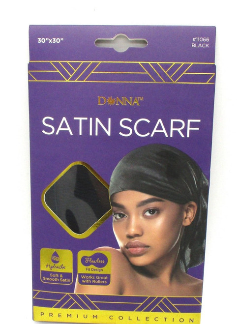 Donna Satin Scarf 30" x 30" in Black for Hair