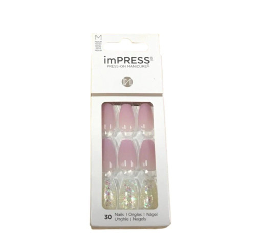 KISS imPRESS No Glue Mani 30Pcs Press On Nails Medium Size Coffin Shape New Life