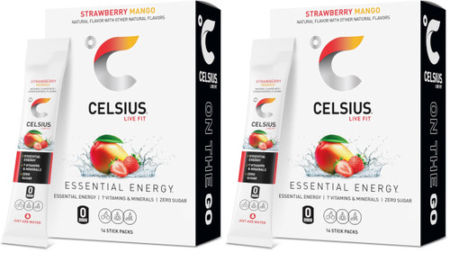 CELSIUS On The Go Strawberry Mango, Sugar Free Energy Drink Mix (14 Sticks per Pack)