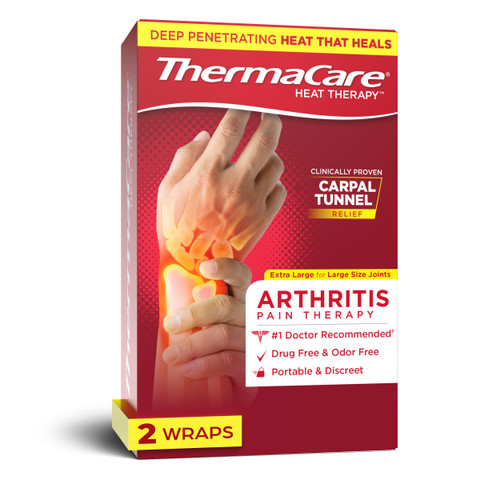 ThermaCare Arthritis Heat Wraps - Targeted Joint Pain Relief for Hands, Wrists, & Knees - 8-Hour Therapeutic Heat Therapy - Flexible, Discreet, & Portable - Drug-Free (2-Count)