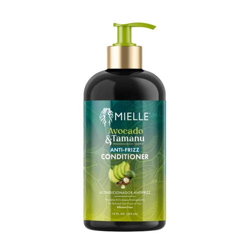Mielle Organics Avocado & Tamanu Anti Frizz Conditioner for Women & Men - Detangling, Moisturizing & Smoothing Treatment - Frizz Control Detangler for Textured & Dry Hair - Prep for Styling, 12floz