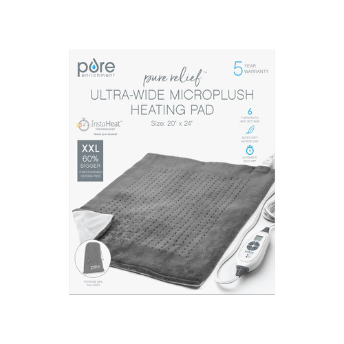 Pure Enrichment Extra-Extra Wide Electric Heating Pad Grey