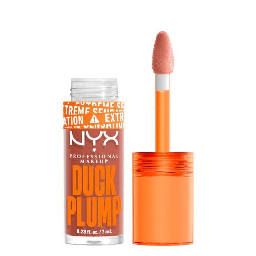 NYX PROFESSIONAL MAKEUP Duck Plump High Pigment Lip Gloss, Lip Plumper Gloss with Spicy Ginger - Apri-caught
