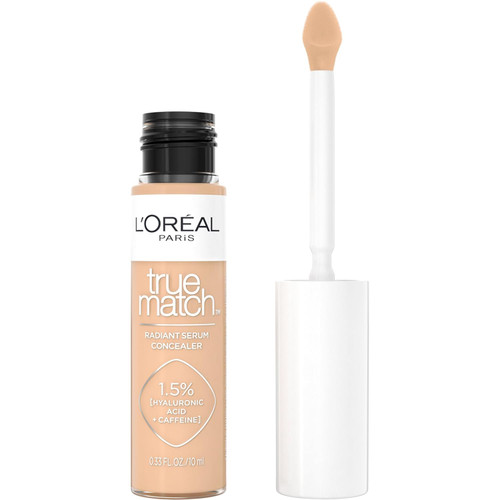 L'Oreal Paris True Match Radiant Serum Concealer, Brightening Under Eye Concealer Make Up with 1.5% Hyaluronic Acid and Caffeine, C4, 0.33 Oz