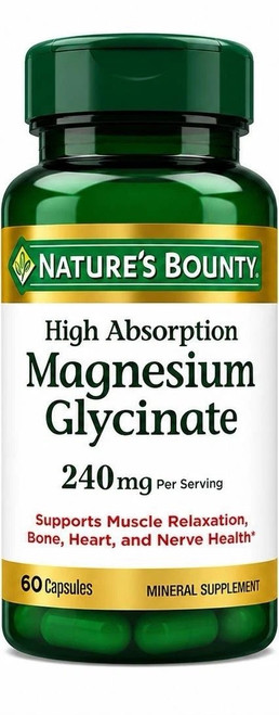 Nature's Bounty Magnesium Glycinate 240mg High Absorption 60 Capsules